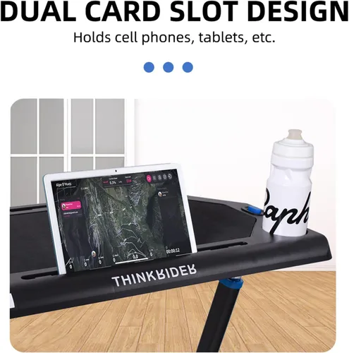 Vista 5 de ThinkRider Escritorio ajustable para bicicleta – Carrito de computadora portátil con ruedas para bicicleta o entrenador estacionario – Ejercicio