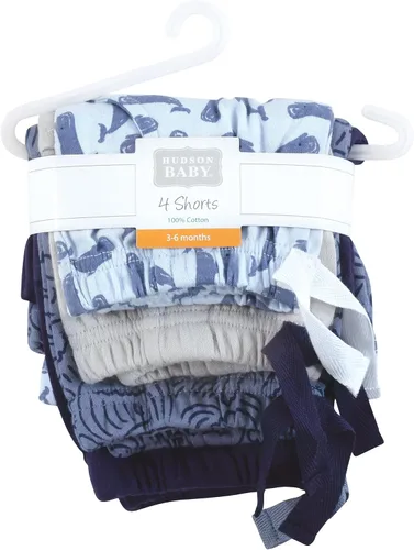 Vista 2 de Hudson Baby Pantalones cortos para bebé, paquete de 4