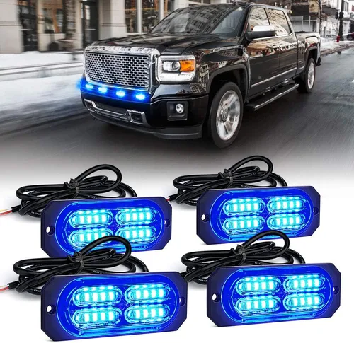 Vista 8 de Xprite Kit de luces estroboscópicas de emergencia con 20 luces LED de montaje empotrado en superficie de color ámbar, ultradelgado, salpicadero
