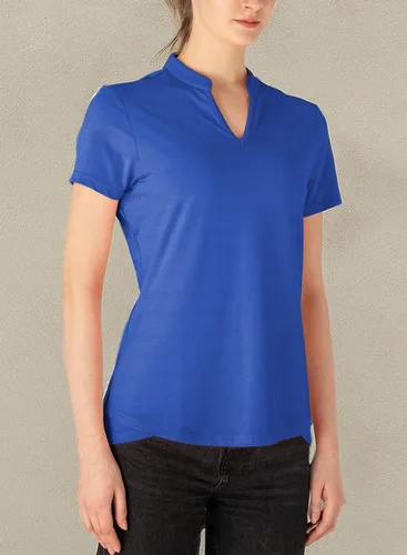 Vista 24 de Gopune Polo de golf con cuello en V para mujer, sin cuello, manga corta, ligera, de secado rápido, camisetas de tenis para correr