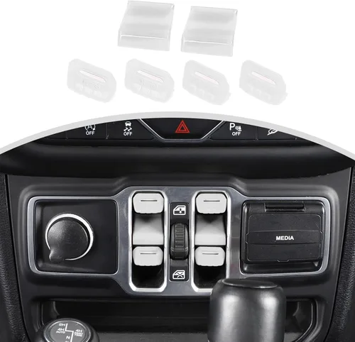 Vista 14 de Cherocar 4 piezas de cubierta de botón de interruptor de ventana Accesorios interiores para Jeep Wrangler JL JLU y Gladiator JT 2018-2026