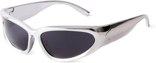 Vista 9 de ADE WU Gafas de sol envolventes de moda para mujeres y hombres Marco beige/lente marrón