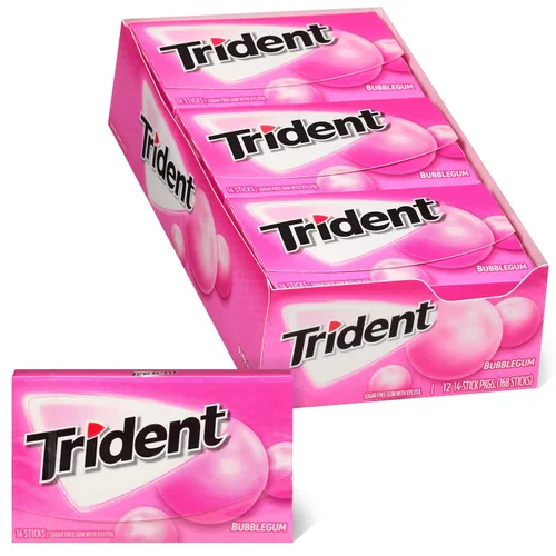 Vista 5 de Trident Goma de mascar sin azúcar, sabor original, 12 paquetes de 14 piezas