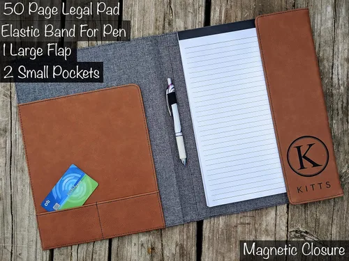 Vista 4 de Cartera personalizada. Regalos profesionales de negocios. Padfolio personalizado. Carpeta organizadora de cartera de negocios corporativos. Soporte