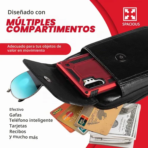 Vista 3 de Funda de cuero genuino para teléfono compatible con iPhone 16 Pro Max 15 Pro Max 14 Pro Max 13 Pro Max Samsung Galaxy S25 Ultra S24 Ultra Bolsa