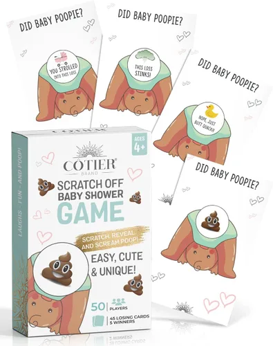 Vista 10 de Pin the Poopie on the Diaper Boy Baby Shower Game - Divertido juego de baby shower con divertidas calcomanías vibrantes de Poopie - Para revelación