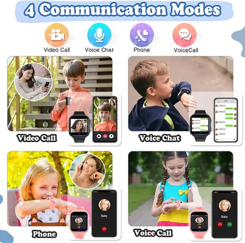 Vista 2 de TEZILON 4G - Reloj inteligente con GPS para niños y niñas Azul