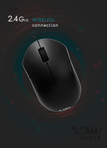 Vista 2 de mouse silencioso inalámbrico, reducción de ruido del 90% (Baterías Incluidas), Negro