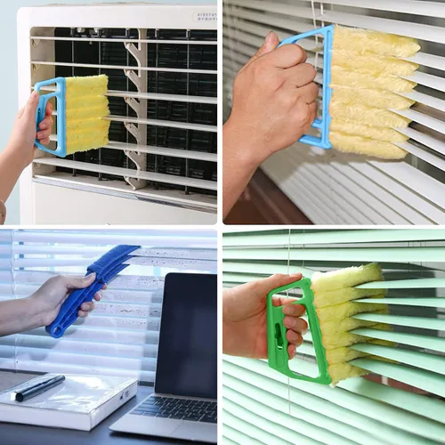 Vista 4 de 2 piezas veneciano limpiador de polvo de 7 dedos y 1 cepillo de mano para persianas de ventana, persianas venecianas, cepillo para aire