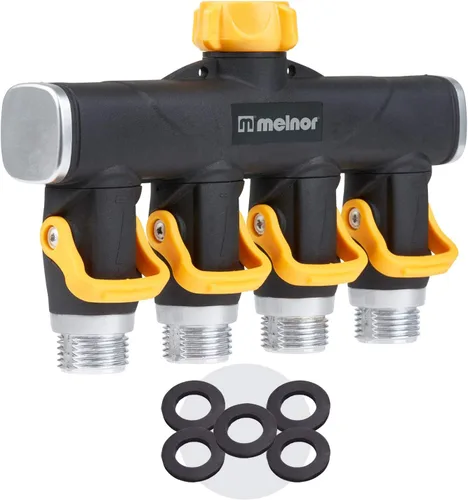 Vista 10 de Melnor 65135AMZ Paquete de conector de válvula de flujo con palanca de 4 vías, Amarillo, Negro