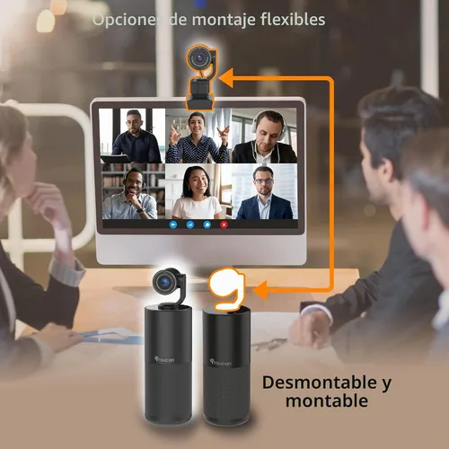 Vista 3 de TOUCAN Sistema de videoconferencia HD para conferencias, cámara HD 1080P, altavoz con 4 micrófonos, cámara de conferencia USB Plug and Play
