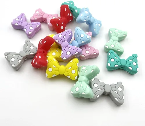 Vista 4 de 16 cuentas de lazo de silicona con forma de lazo, cuentas focales con forma de lazo para bolígrafos, llavero, fabricación de pulseras, fabricación