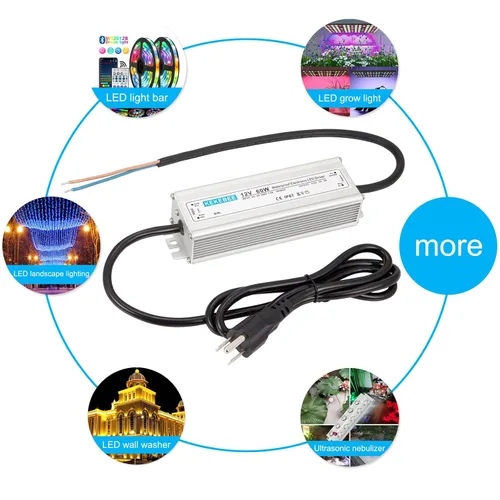 Vista 9 de Controlador LED 12V 60W Transformador impermeable CA 90-240V a CC 12V 5A Fuente de alimentación conmutada de bajo voltaje Convertidor IP67 adecuado