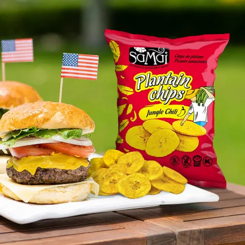 Vista 8 de SAMAI Chips de plátano de chile de 2.65 onzas, paquete de 15 unidades, totalmente naturales, sin OMG, sin gluten y Kosher