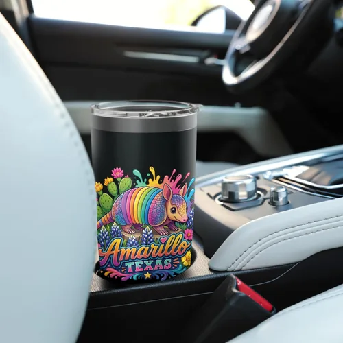 Vista 6 de Amarillo Texas Fun Colorful Armadillo Novelty Souvenir Stainless Steel Insulated Tumbler