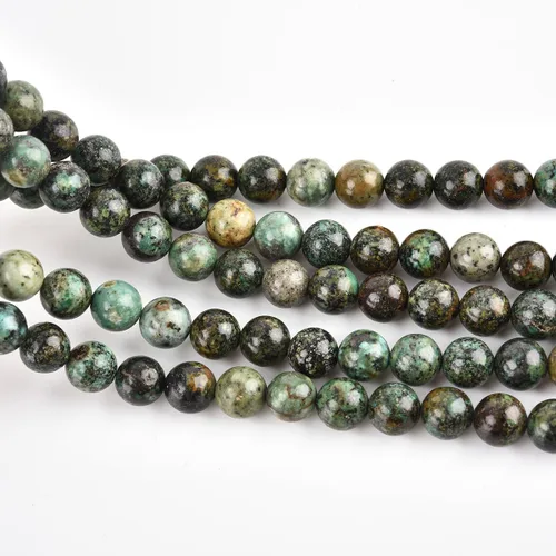 Vista 5 de Cuentas redondas africanas de turquesa natural de 4 mm para hacer joyas, piedras preciosas naturales, hebra semipreciosa, 15 pulgadas
