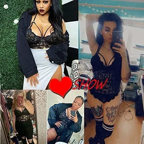 Vista 2 de Avidlove - Lencería de encaje de una pieza para mujer, minibabydoll, minileotardo