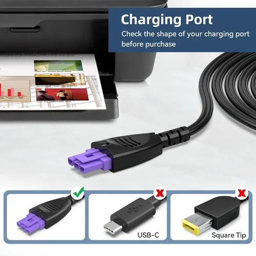 Vista 4 de PK Power - Adaptador de corriente alterna y CC compatible con HP Photosmart D110A impresora de inyección de tinta todo en uno CN731A #B1H, cable