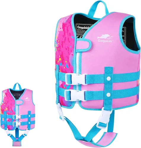 Vista 20 de Gogokids Chaleco de natación para niños de 2-3-4-5-6-7-8-9 años, flotadores de piscina para niños de 30-50-70 libras, flotabilidad para niños