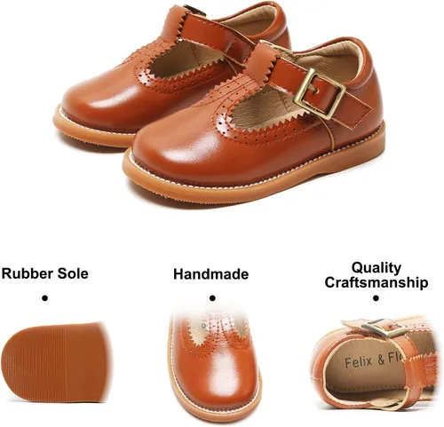 Vista 5 de Felix & Flora - Zapatos de vestir para niña pequeña, tipo Mary Jane, zapatos planos tipo ballet, para una Pascua florida, para fiesta, para niñas