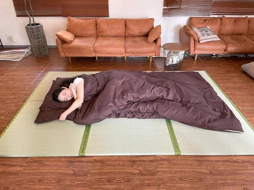 Vista 4 de Warabi Tatami - Tapete para sala de estar, colchón, alfombra, colchón portátil, cama japonesa, Igusa Rush Hecho en Japón, 33.5 x 33.5 pulgadas
