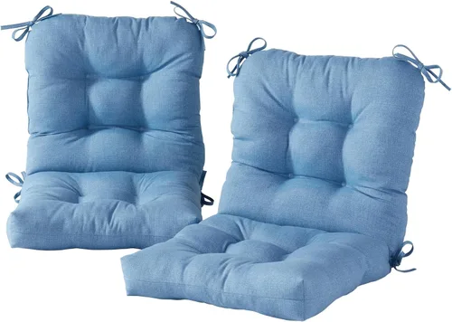 Vista 64 de Cojines para silla de exterior con bisagras, diseño de una sola pieza, cojín reversible para asiento y respaldo de patio con lazos, tela de Aloha