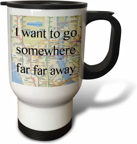 Vista 2 de 3dRose I Want To Go Somewhere Far Far Away - Taza de viaje, 14 onzas, acero inoxidable