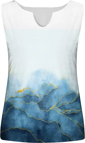 Vista 2 de Tops para mujer 2023 - Blusa casual de verano con cuello en V, sin mangas, túnica a la moda, chaleco