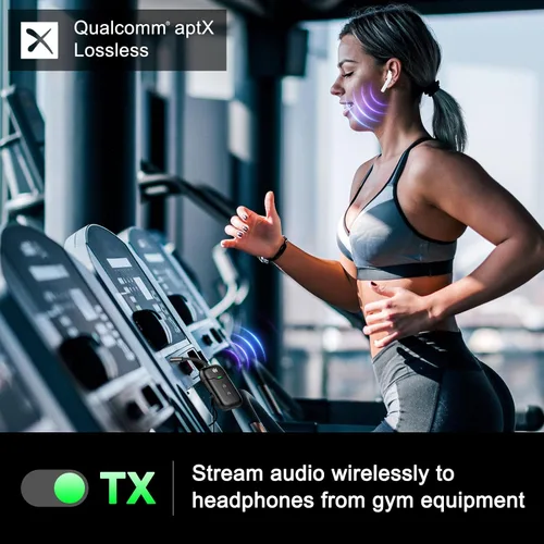 Vista 5 de Adaptador transmisor Bluetooth 5.4 de alta calidad, compatible con 2 AirPods/auriculares 2 en 1 transmisor Bluetooth receptor con aptX baja