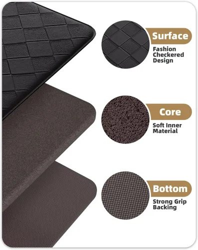 Vista 6 de Color&Geometry Tapetes acolchados antifatiga para cocina, 17 x 71 pulgadas, alfombra de pasillo largo antideslizante impermeable, alfombrilla Negro