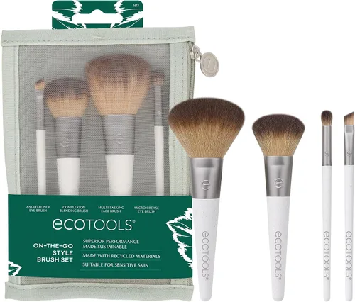 Vista 10 de EcoTools Kit de brochas de maquillaje para llevar, juego de brochas aptas para viajes, prácticas herramientas de maquillaje para polvos, rubor