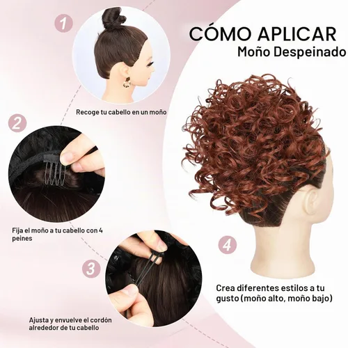 Vista 7 de Lommel Moño desordenado del pelo del pedazo natural suave rizado bollos Hairpieces (13W)