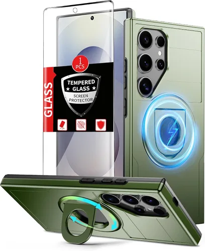 Vista 56 de Funda para Samsung Galaxy S21 FE con 2 protectores de pantalla de vidrio templado, funda con función atril para Samsung Galaxy S21FE con cubierta