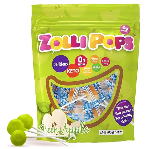 Vista 7 de Zolli Drops - Caramelos sin azúcar con xilitol, paletas sin colorantes, aptos para dieta cetogénica y diabética, golosinas aprobadas por dentistas