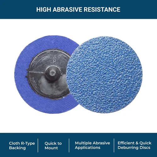 Vista 3 de Benchmark Abrasives Discos de lijado de 2 pulgadas de circonita de cambio rápido – taladro macho de respaldo tipo R y amoladora de troqueles disco