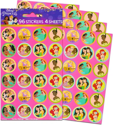 Vista 2 de Disney - Rompecabezas de princesa para niñas y niños, paquete de 48 piezas de rompecabezas de piso de Disney con calcomanías de princesa, más