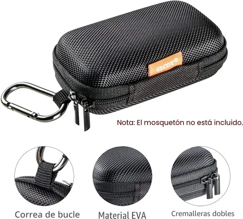 Vista 3 de Funda Rectangular Pequeña Rígida de EVA - Funda Portátil de Protección para Auriculares con Cremallera para Auriculares, Audífonos, Unidad Flash