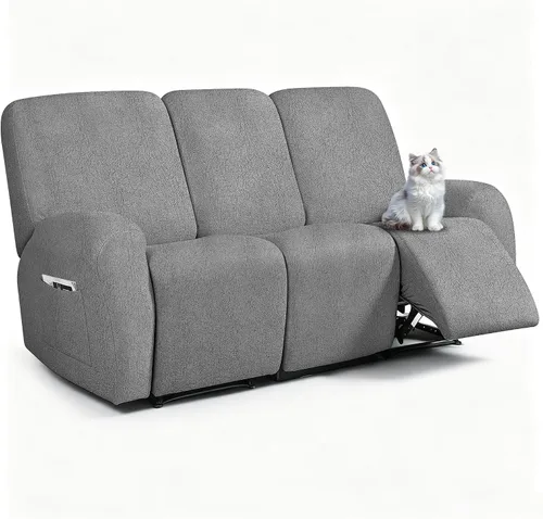 Vista 45 de ANARACHON Fundas para sillas reclinables con aspecto de cuero, funda elástica de 4 piezas, funda suave para silla reclinable, protector de muebles