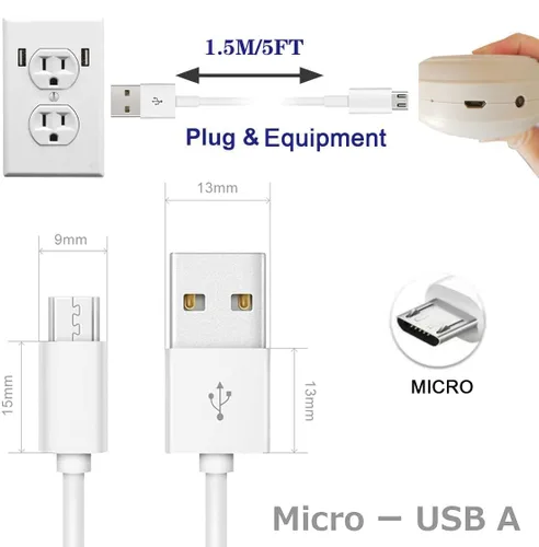 Vista 3 de Yogasleep - Cable de carga micro USB de 5 pies compatible con Yogasleep Hushh, máquina portátil de ruido blanco para bebé, máquina de ruido blanco