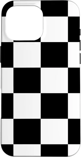 Vista 19 de Black and White Classic Checkered Big Checkerboard Pattern Case for iPhone 16