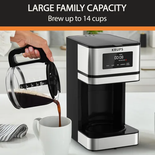 Vista 2 de KRUPS Cafetera de goteo programable de 12 tazas con 3 fuerzas