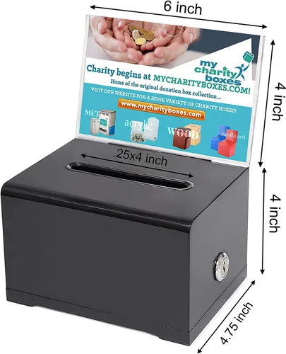Vista 2 de Boleta de colección de donaciones, boletín y dibujo, votación o comentario, caja de sugerencias de oficina y recaudación de fondos, 6.25 x 4.75 x 4