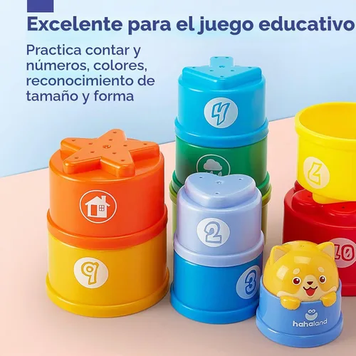 Vista 5 de hahaland Juguetes apilables para niños pequeños de 1 a 3 años - Vasos