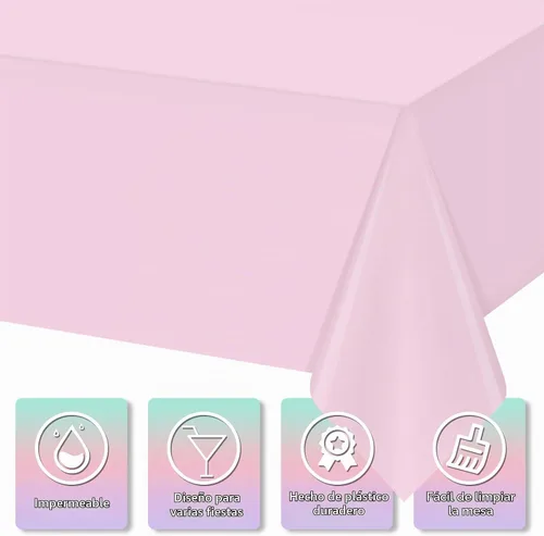 Vista 3 de MASHAN 6Pack de manteles para revelación de género, manteles desechables de plástico rosa y azul, fundas de mesa rectangulares para decoración