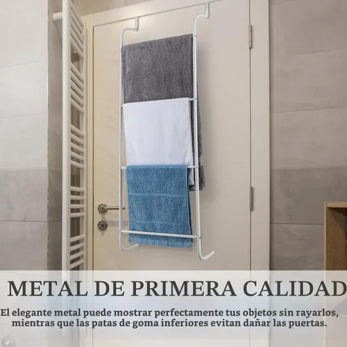 Vista 2 de MyGift - Toallero de pared en forma de escalera de metal (4.0 pies), color negro
