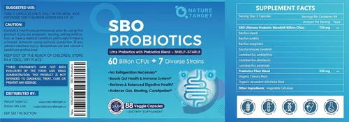 Vista 7 de NATURE TARGET Probióticos para mujeres y hombres, prebióticos y probióticos para la salud intestinal, 60 mil millones de UFC - 88 cápsulas