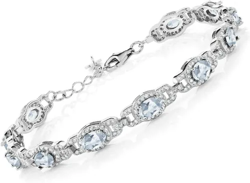 Vista 13 de Gem Stone King 7-14 Cttw Oval Gemstone Birthstone Tennis Bracelet For Women 925 Sterling Silver Oval 6X4MM 7 Inch With 1 Inch Extender Fine