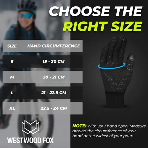 Vista 5 de WESTWOOD FOX Guantes de invierno para pantalla táctil, ligeramente impermeables, térmicos, cálidos, antideslizantes, para correr, ciclismo