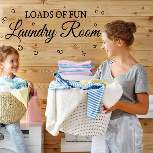 Vista 3 de Calcomanías de pared para cuarto de lavado, calcomanías de vinilo de burbujas secas con texto en inglés «Today Naked Tomorrow»