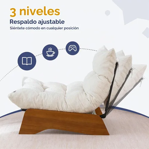 Vista 3 de [Usado] MAXYOYO Silla ajustable para sala de estar, silla decorativa de 3 posiciones con marco, silla convertible para sala de estar y reclinable